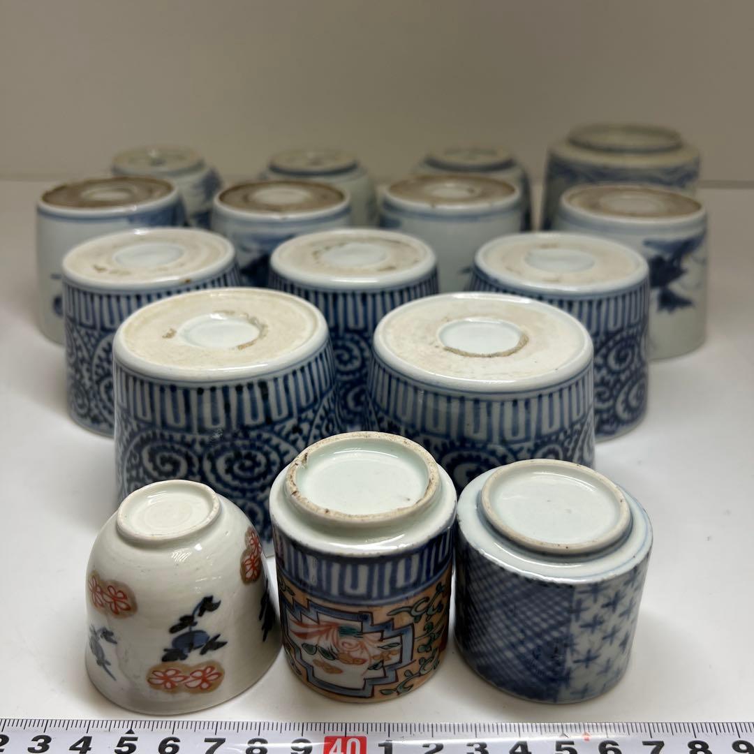 古伊万里　蛸唐草等　染付蕎麦猪口色々16点　東Y7-1224③タエトサ