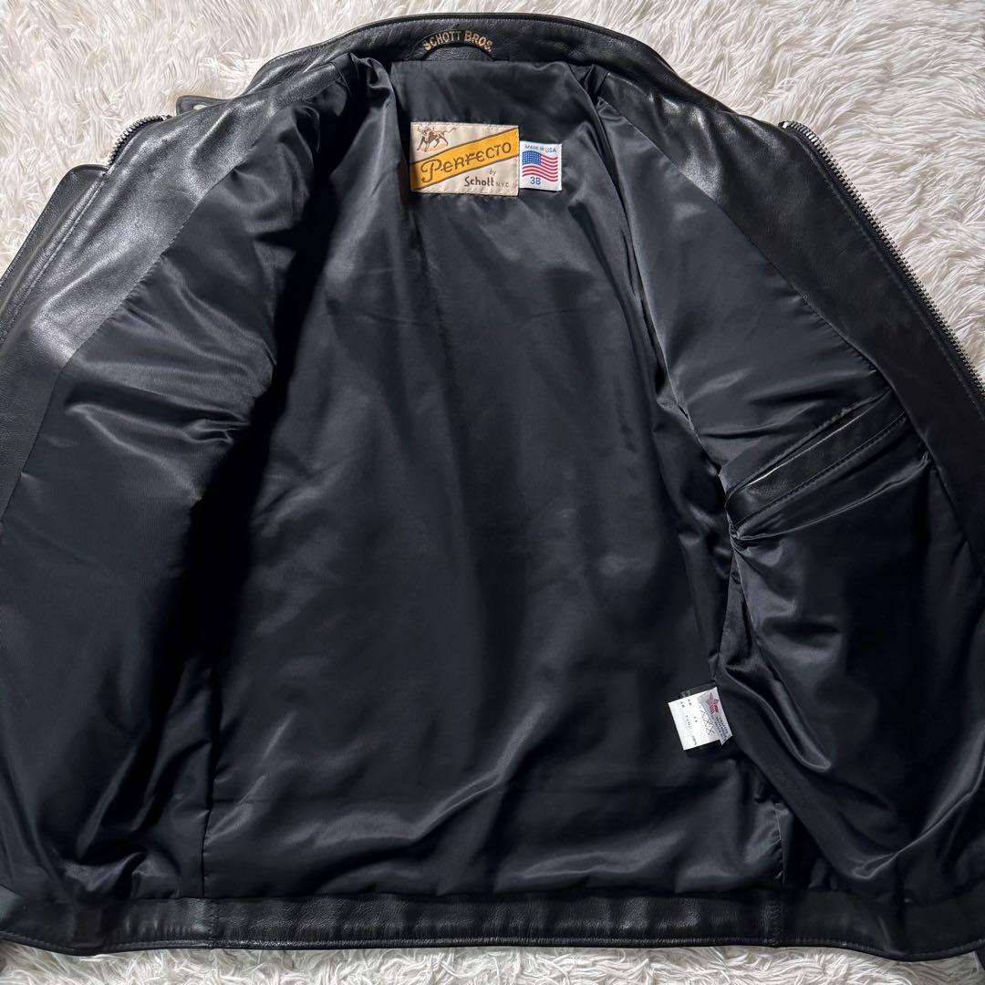 極美品/希少モデル✨schott ライダースジャケット 141XJS 黒 38