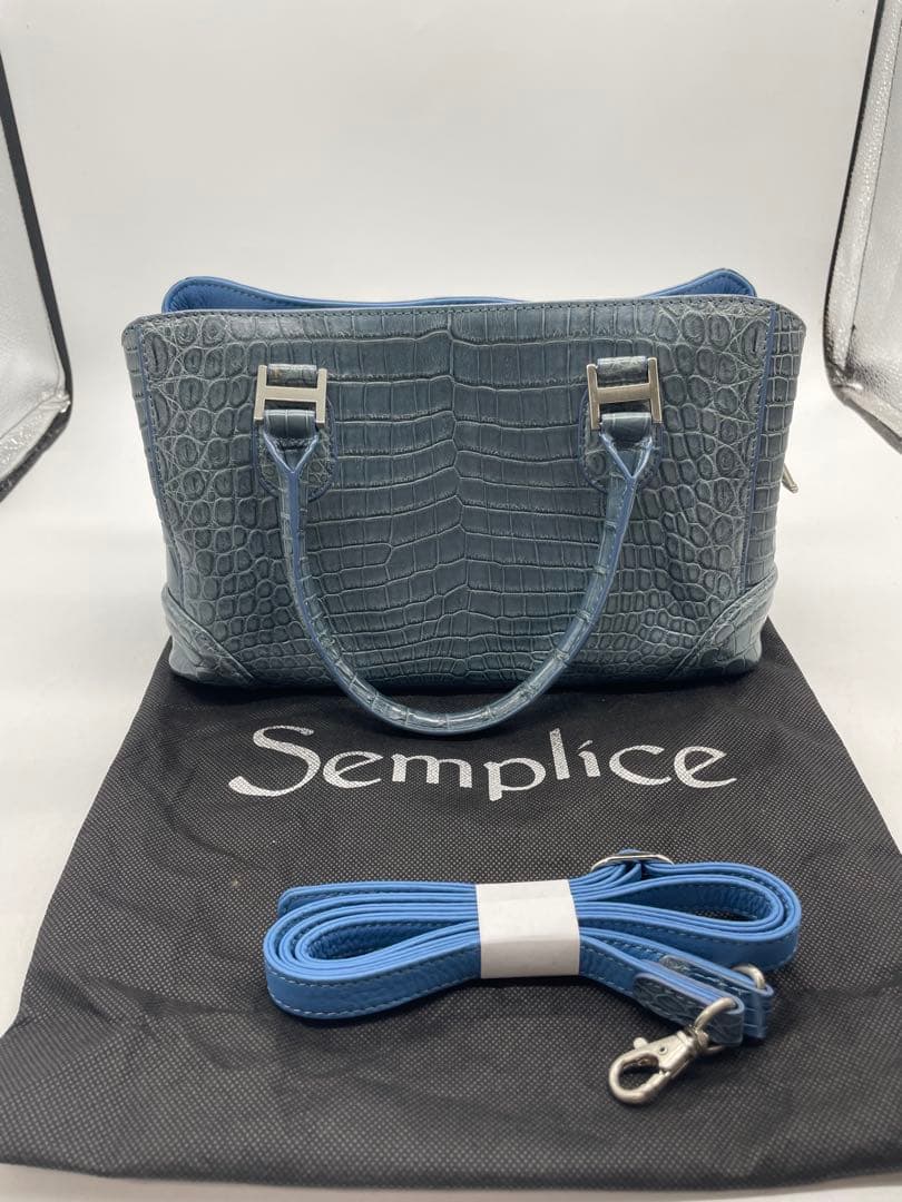 GRES グレ クロコダイル ハンドバッグ ブルー系