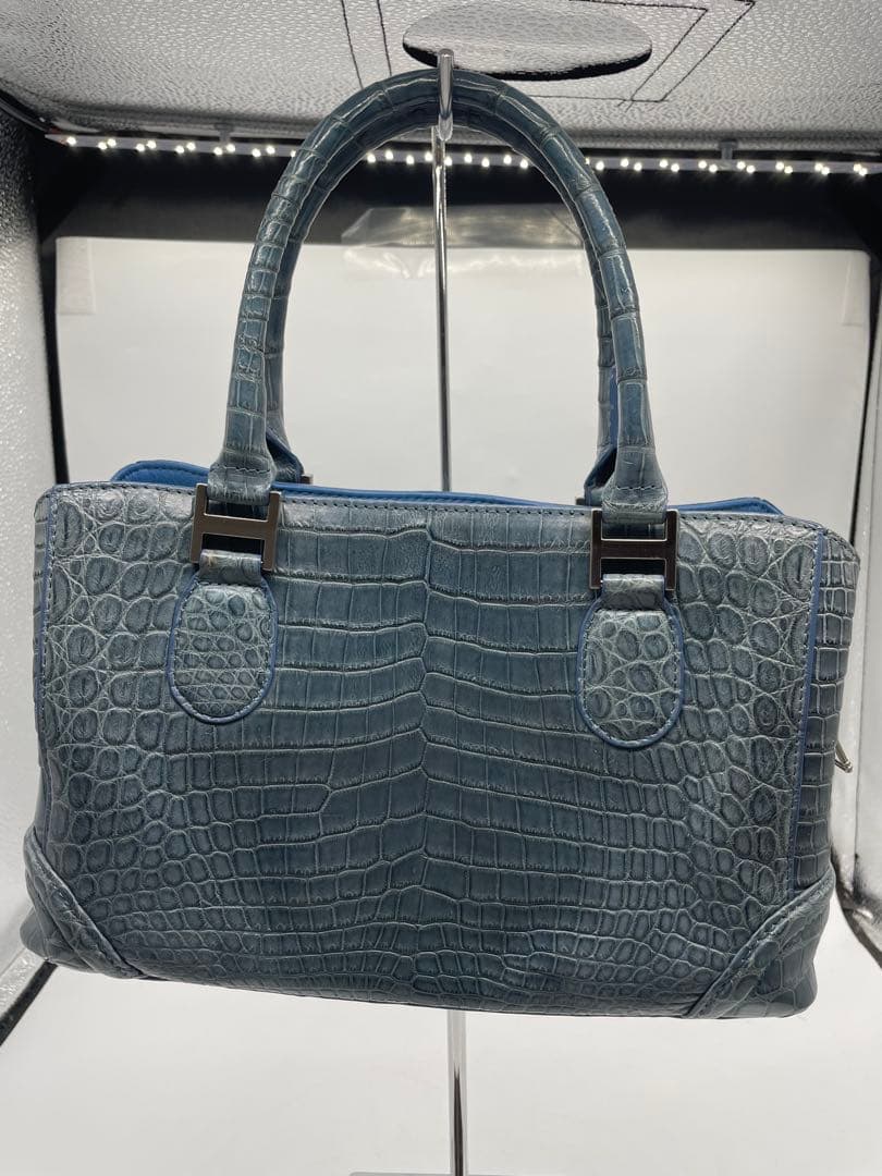 GRES グレ クロコダイル ハンドバッグ ブルー系