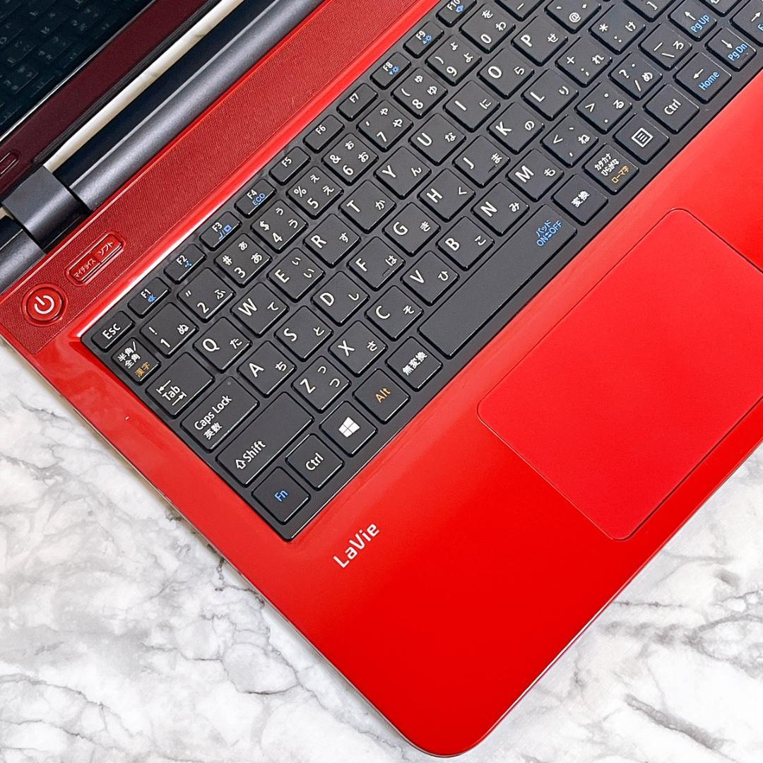 美品✨Windows11✨爆速SSDお洒落ノートパソコン赤✨カメラ薄型・オフィス