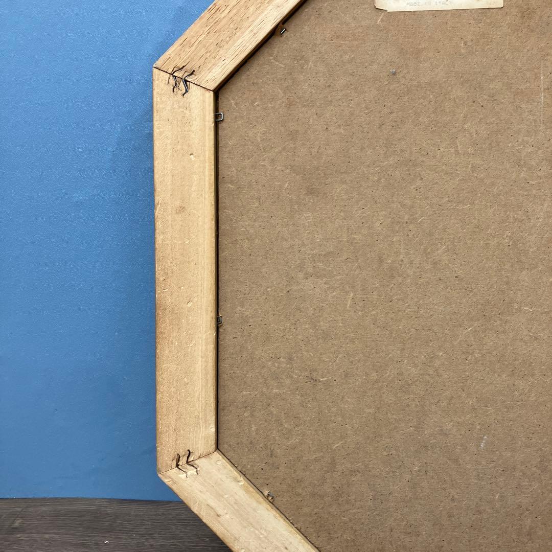 【イタリア製】ボタニカルアート 八角形 額縁 額装 薔薇 ロサ・ガリカ 花 絵画