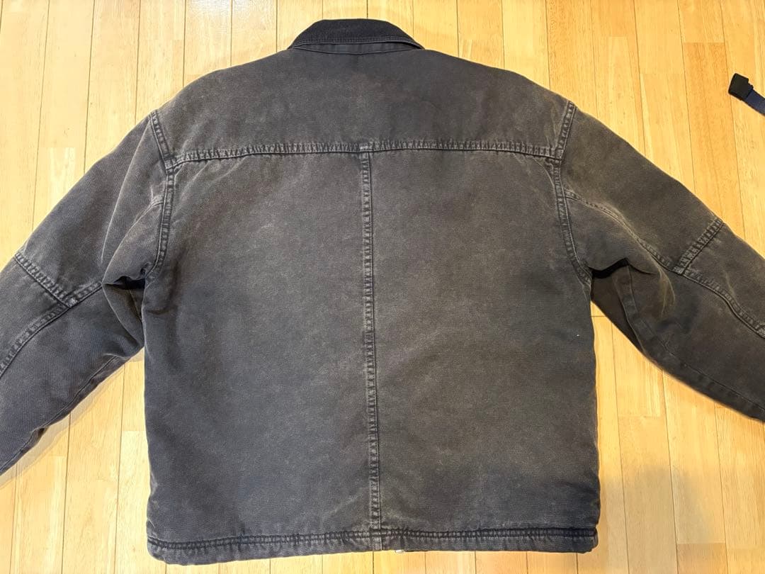 stussy washed canvas shop jacket 黒 ブラック