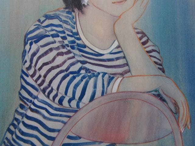 高野晴生、【M子像】、希少な額装用画集画、新品高級額 額装付、状態良好