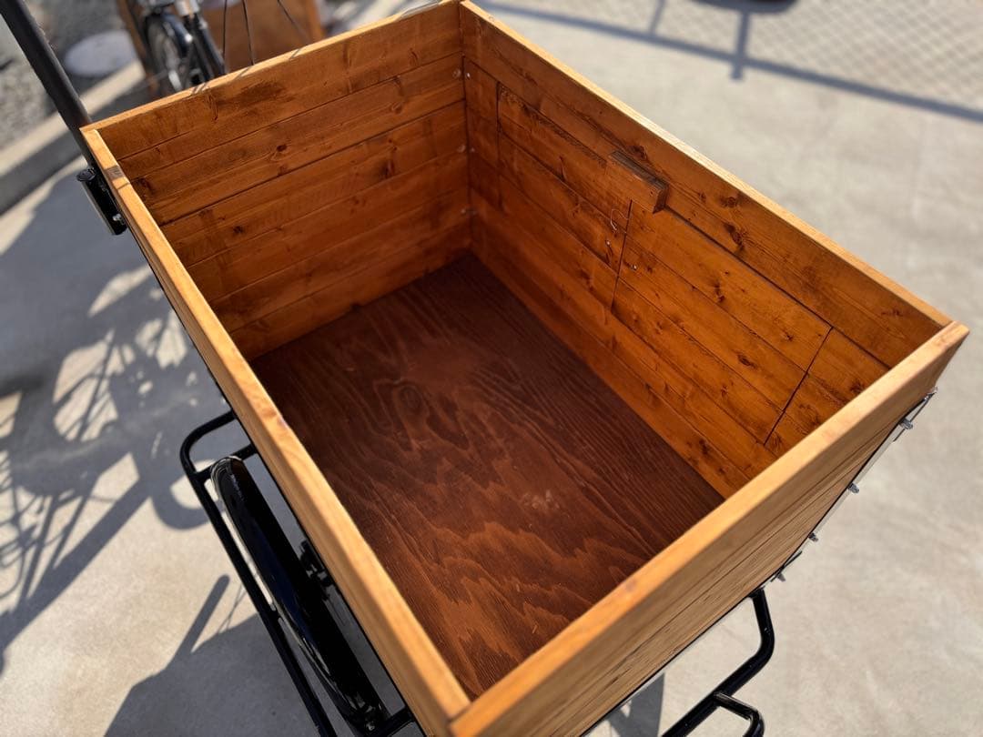 カーゴバイク 三輪自転車 フロントカーゴ 木箱付き【★直接引渡しのみ】