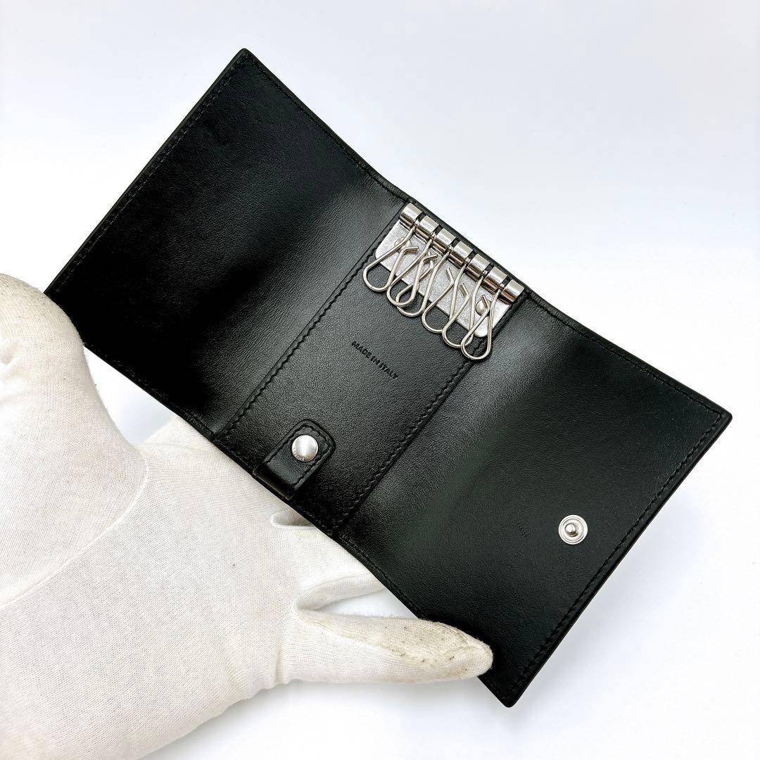 極美品＊ CELINE セリーヌ クロコ型押し レザー 6連キーケース ブラック