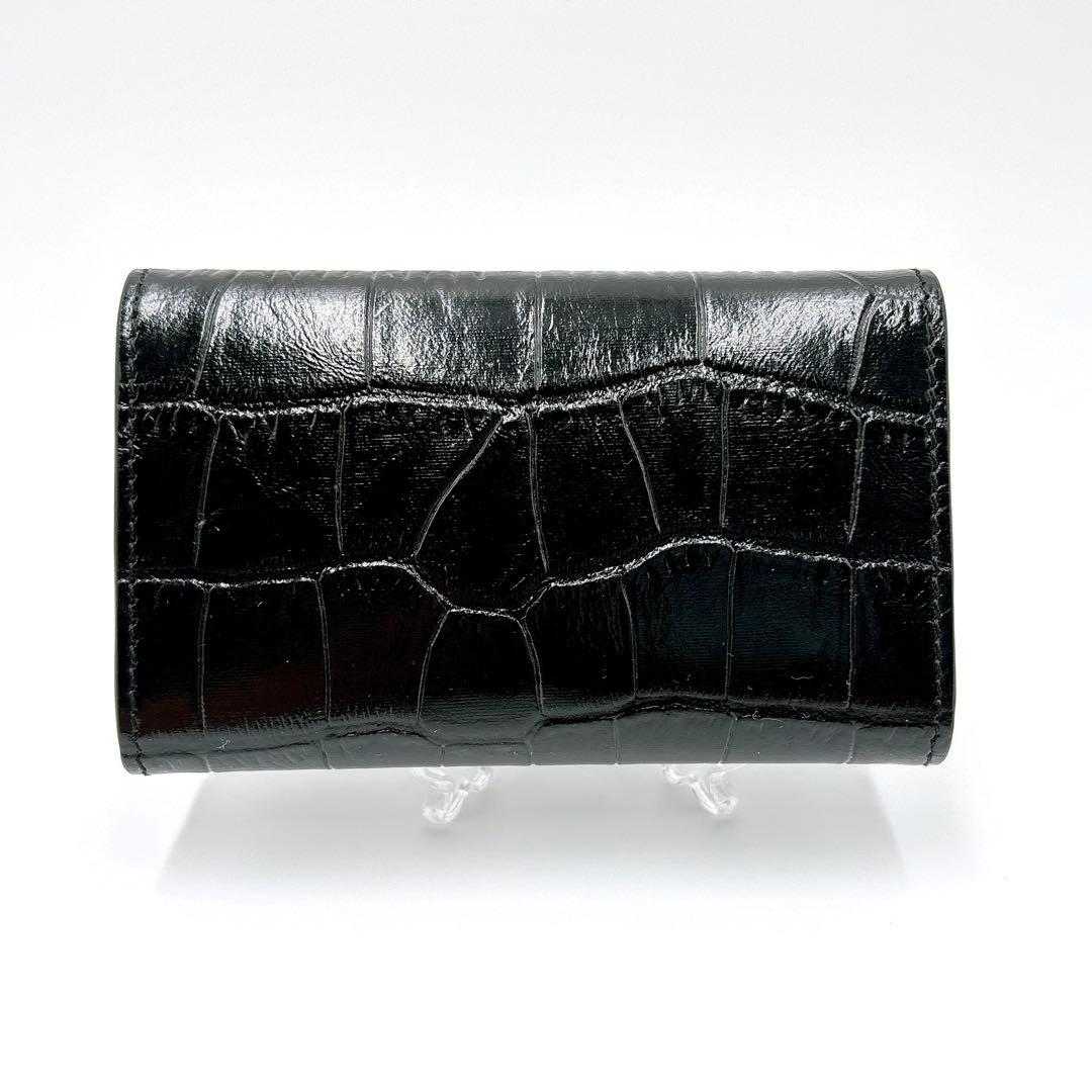 極美品＊ CELINE セリーヌ クロコ型押し レザー 6連キーケース ブラック
