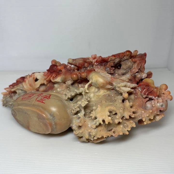 中国古玩 中国美術 石彫 金魚 置物