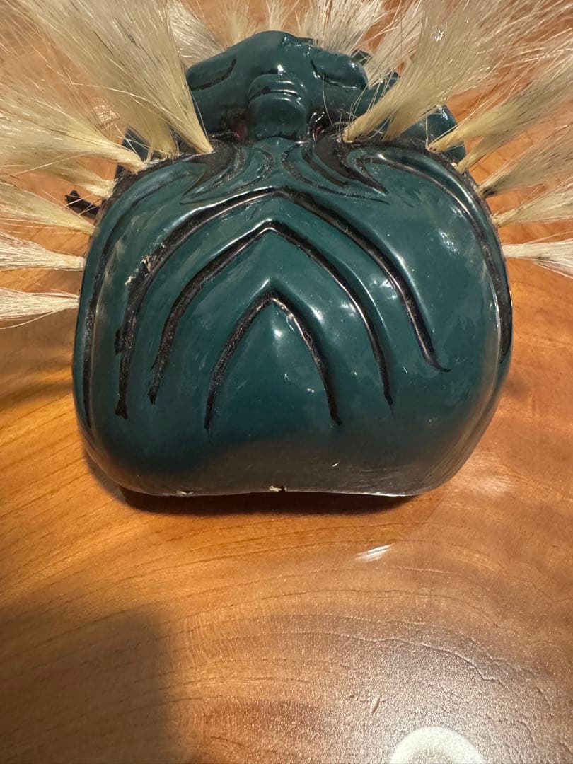 神楽面 出雲神楽 能面 緑色 木製 木彫り面 木彫り 彫刻