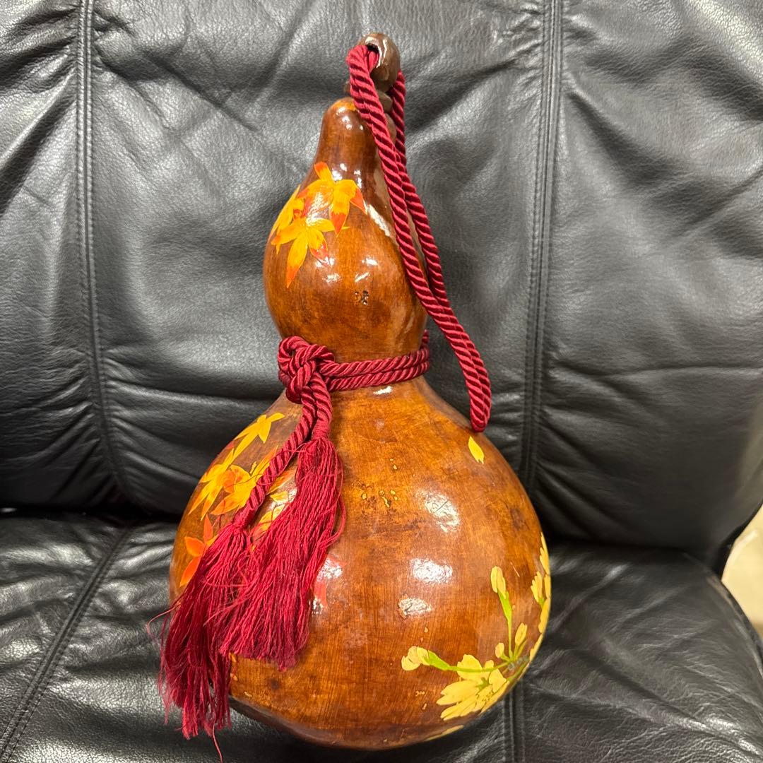 装飾的なひょうたん 紅葉と花模様【ひょうたん 瓢箪】開運 厄除け 装飾品