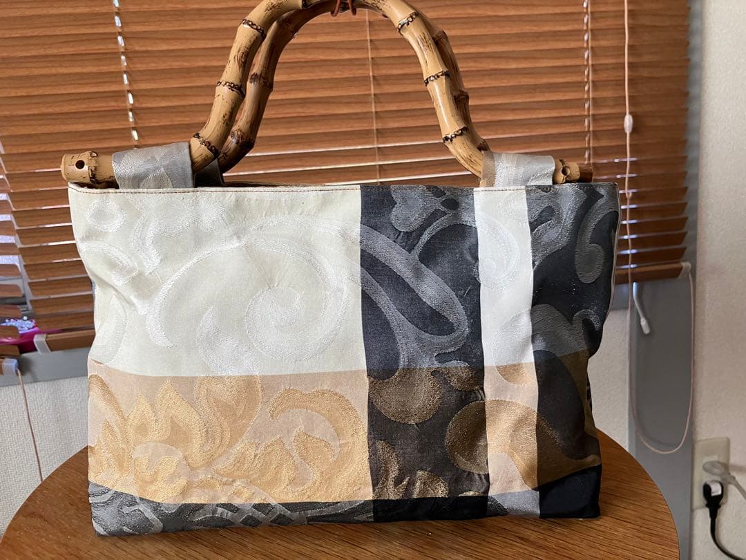 和装用バッグセット シルク混紡 竹製ハンドル