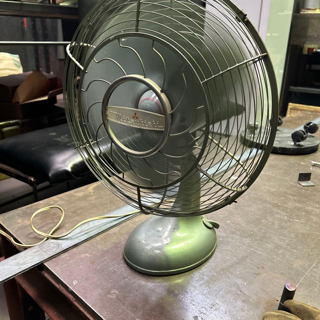 三菱 鉄製 扇風機 アンティーク 箱付き レトロ ビンテージ インテリア 76