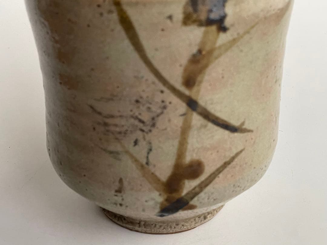 陶芸家　濱田庄司　浜田庄司　？　鉄絵　トウキビ文　花入　花瓶　箱なし　益子　民芸