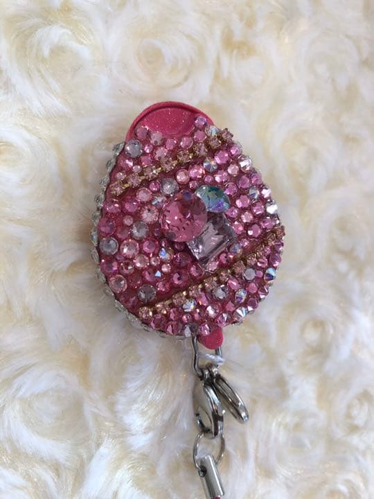 ネックストラップ★プティ★スワロフスキーデコ【ローズ】