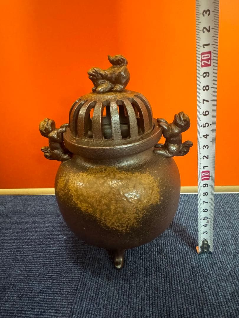 1769 備前焼　武蔵銘　獅子三足　香炉