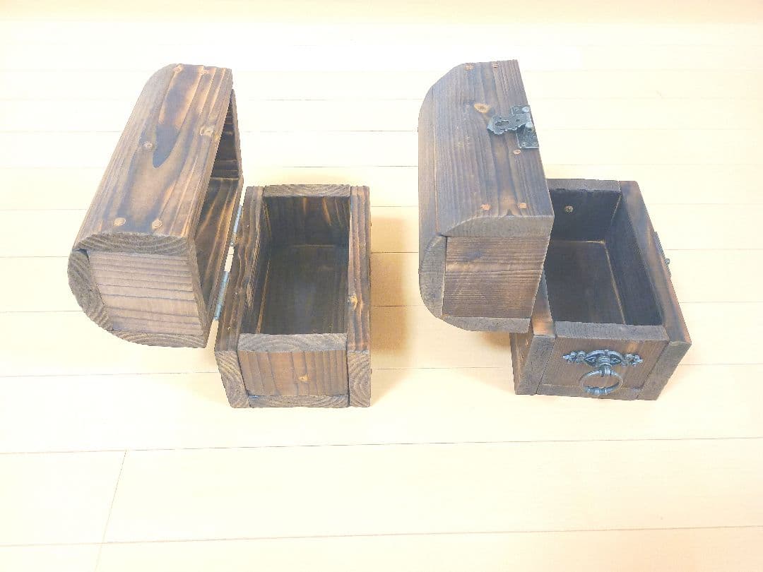 ドラクエ風の木製の古い宝箱☆ 木箱、トレジャーボックス、ジュエリーボックス