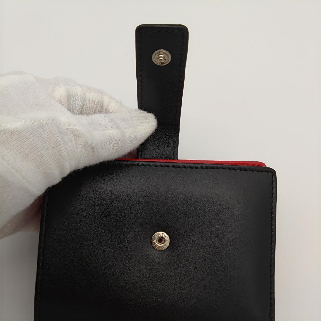 極美品 agnes b. アニエスベー 二つ折り財布 ブラック×レッド