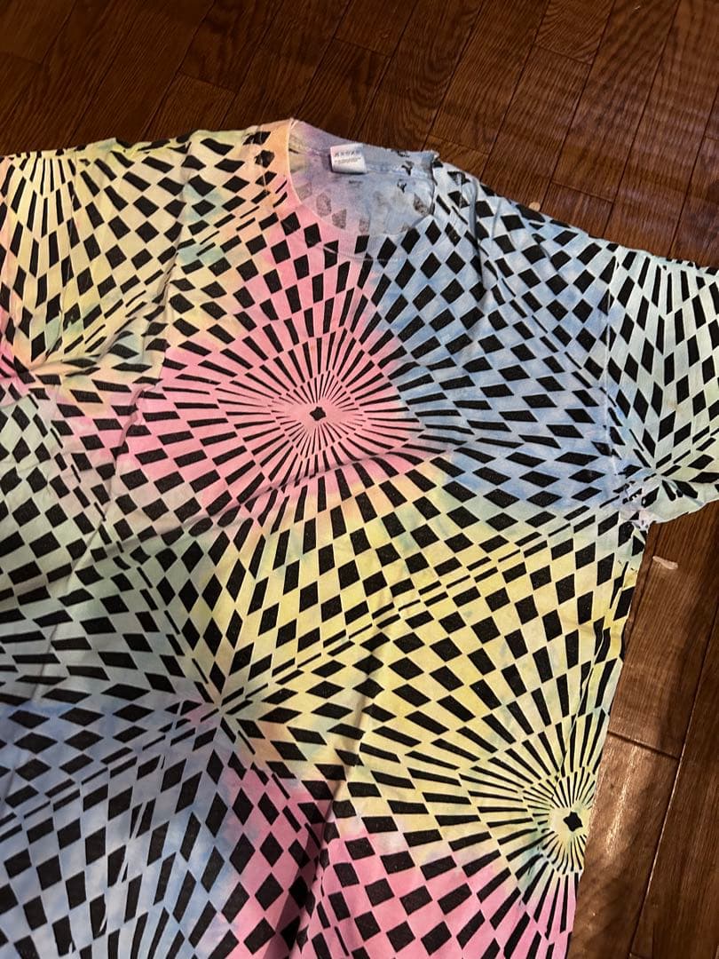 90s ビンテージ　フルーツ　チェッカー　グラフィック　幾何学模様