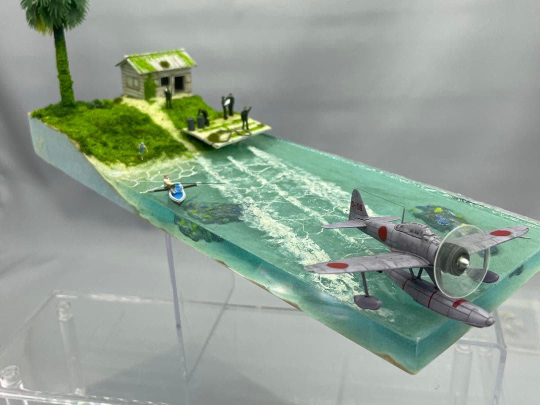 基地から飛び立つ二式戦闘機　レジン　ジオラマ