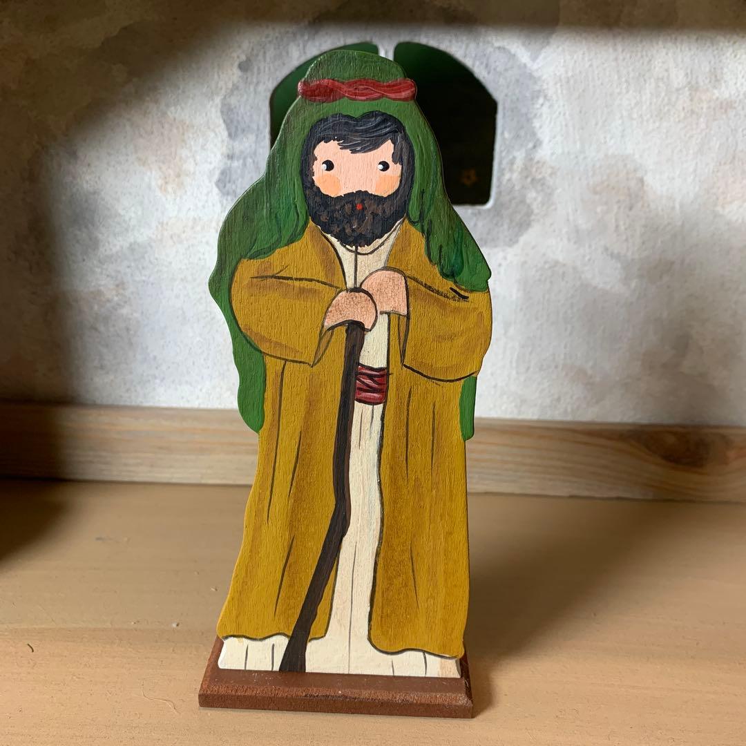 ドイツ製　木製人形　レアな大型のビンテージの手書きの￼可愛いクリッペ人形セット！