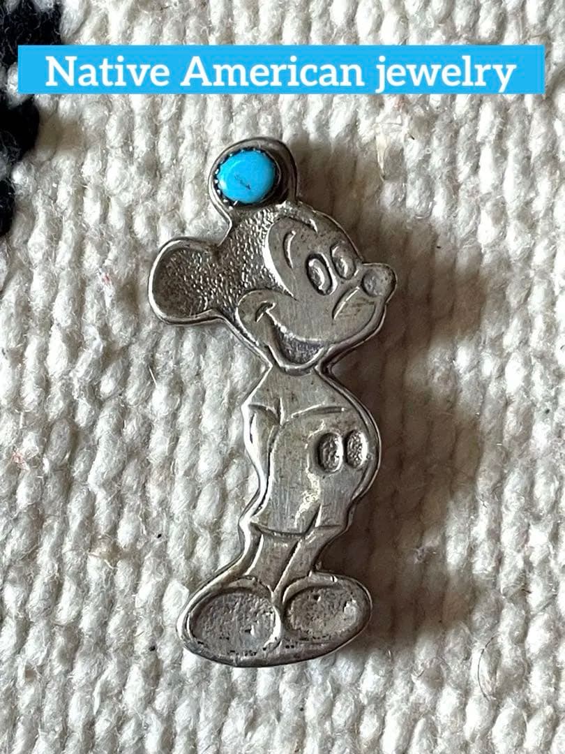 ネイティブアメリカン✳︎ターコイズ付✳︎ミッキーマウス✳︎ビンテージ✳︎ピンブローチ