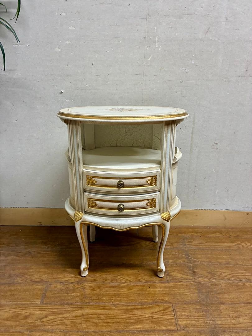 管386☆イタリア製☆ロココ調☆姫系☆ヒビ加工☆サイドテーブル☆コンソール