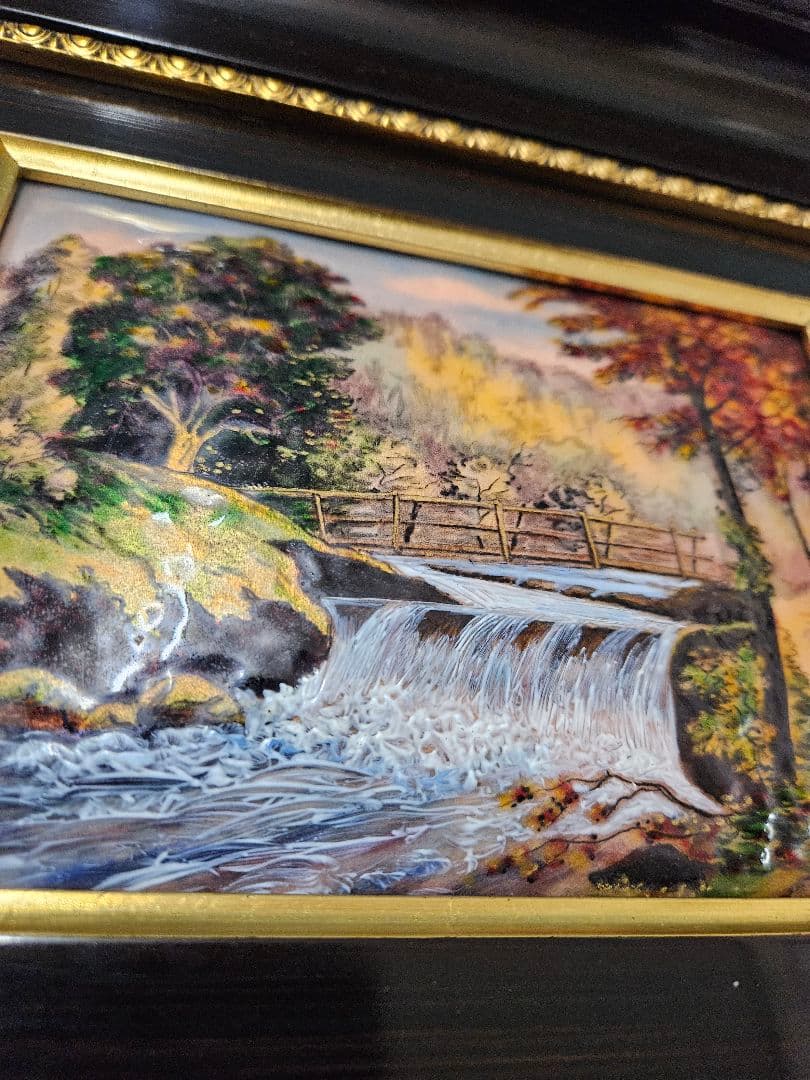 フランスアンティーク リモージュ エナメル絵画 陶器画 額装 P.Bonnet作