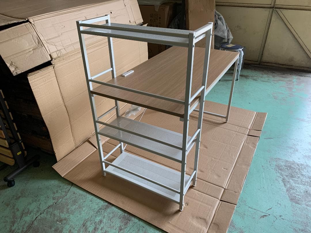 コンセント付き 収納ラック付き デスク 幅120MRPE-1260(WN/IV)