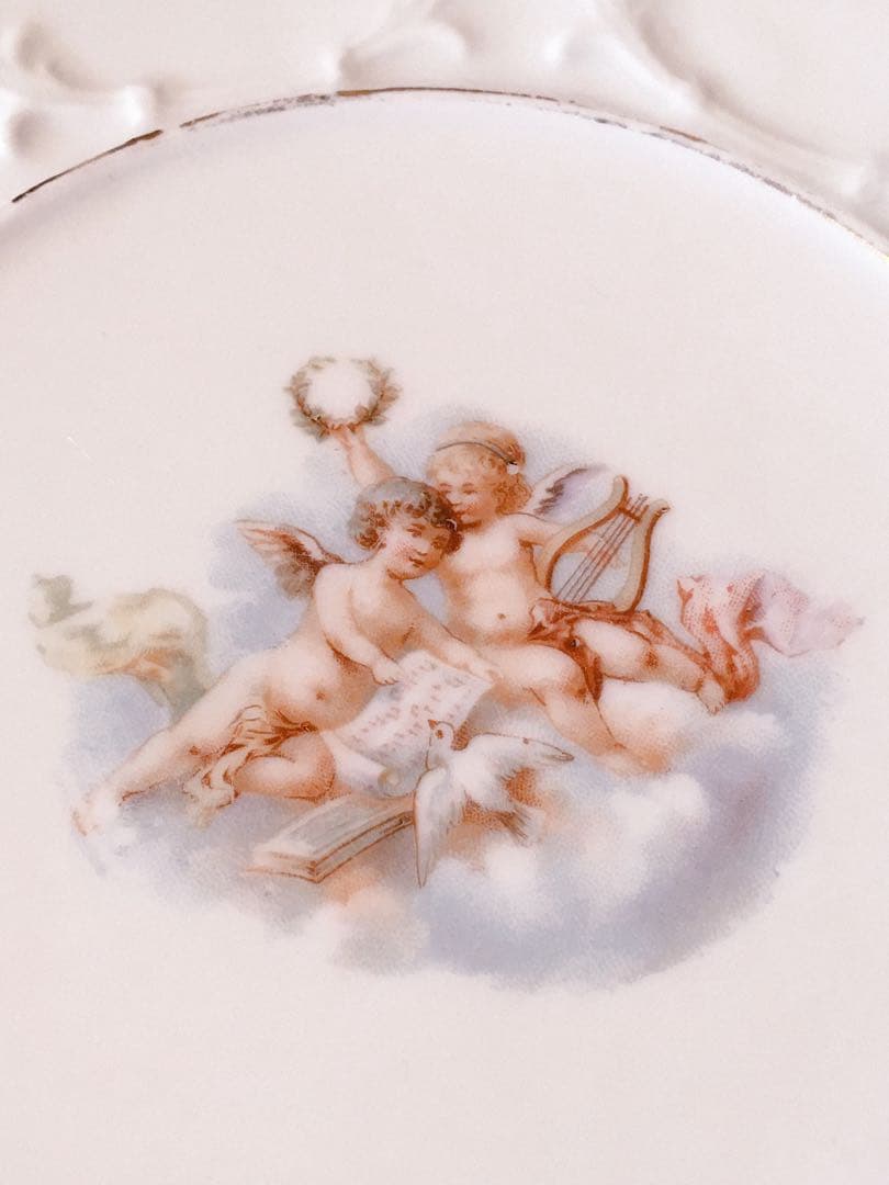 フランス　アンティーク　レリーフ　ピアスプレート　天使　エンジェル　飾り皿