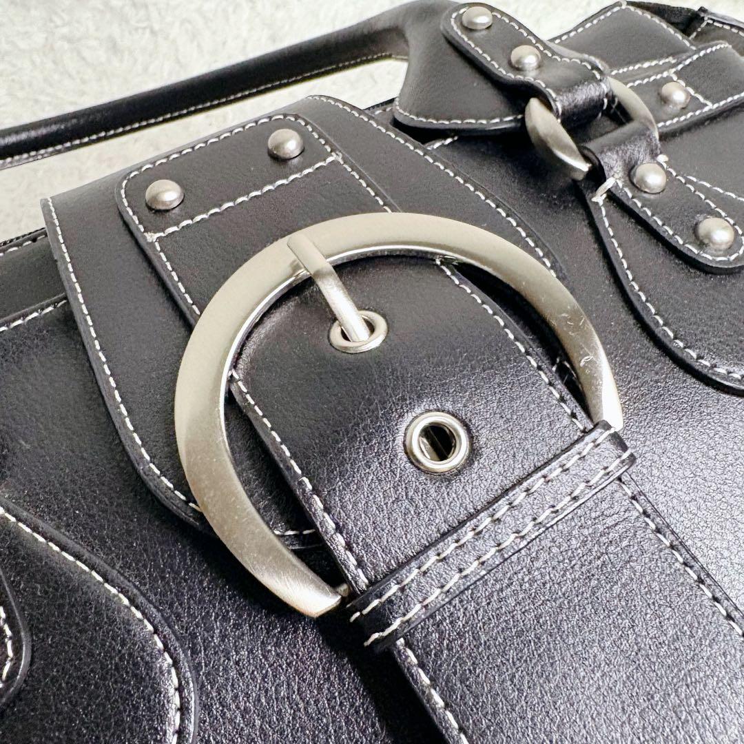 未使用級 濱野 HAMANO 本革 ハンドバッグ 黒 日本製 上品