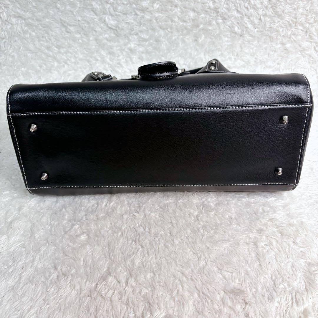 未使用級 濱野 HAMANO 本革 ハンドバッグ 黒 日本製 上品