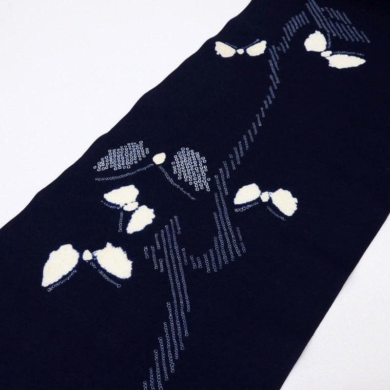 《反物『有松しぼり』浴衣■蝶の舞姿◆濃紺■お仕立て可◆夏着物■反25-172》