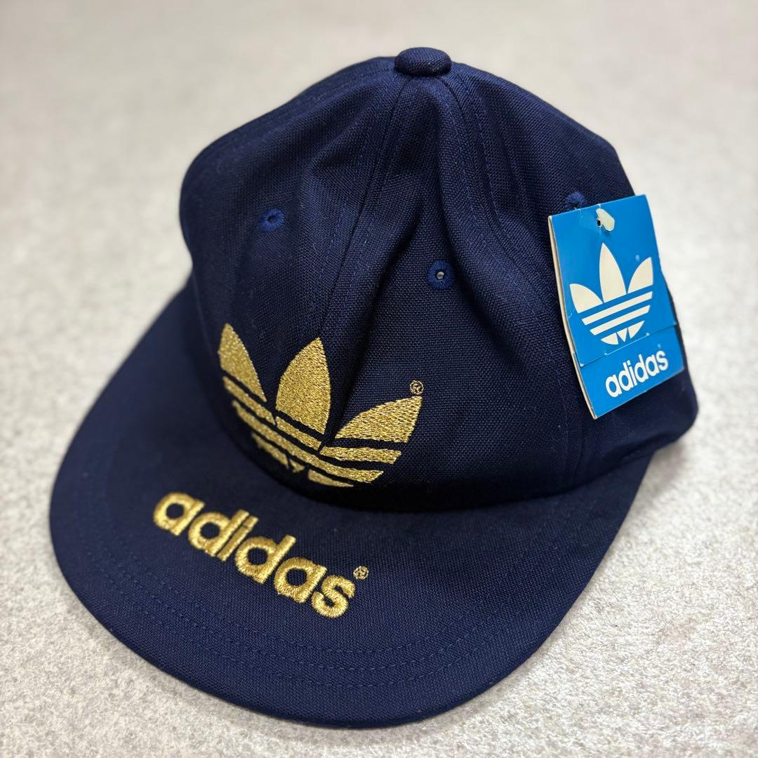 デッドストック⭐︎80sオールドアディダス デサント製キャップ トレフォイルロゴ