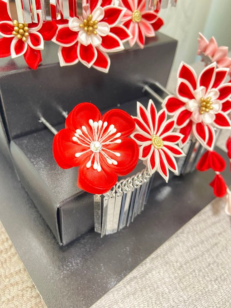 【極美品】七五三髪飾り つまみ細工髪飾り勝山3点&かのこ・ちんころ2点セット