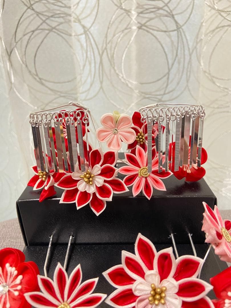 【極美品】七五三髪飾り つまみ細工髪飾り勝山3点&かのこ・ちんころ2点セット