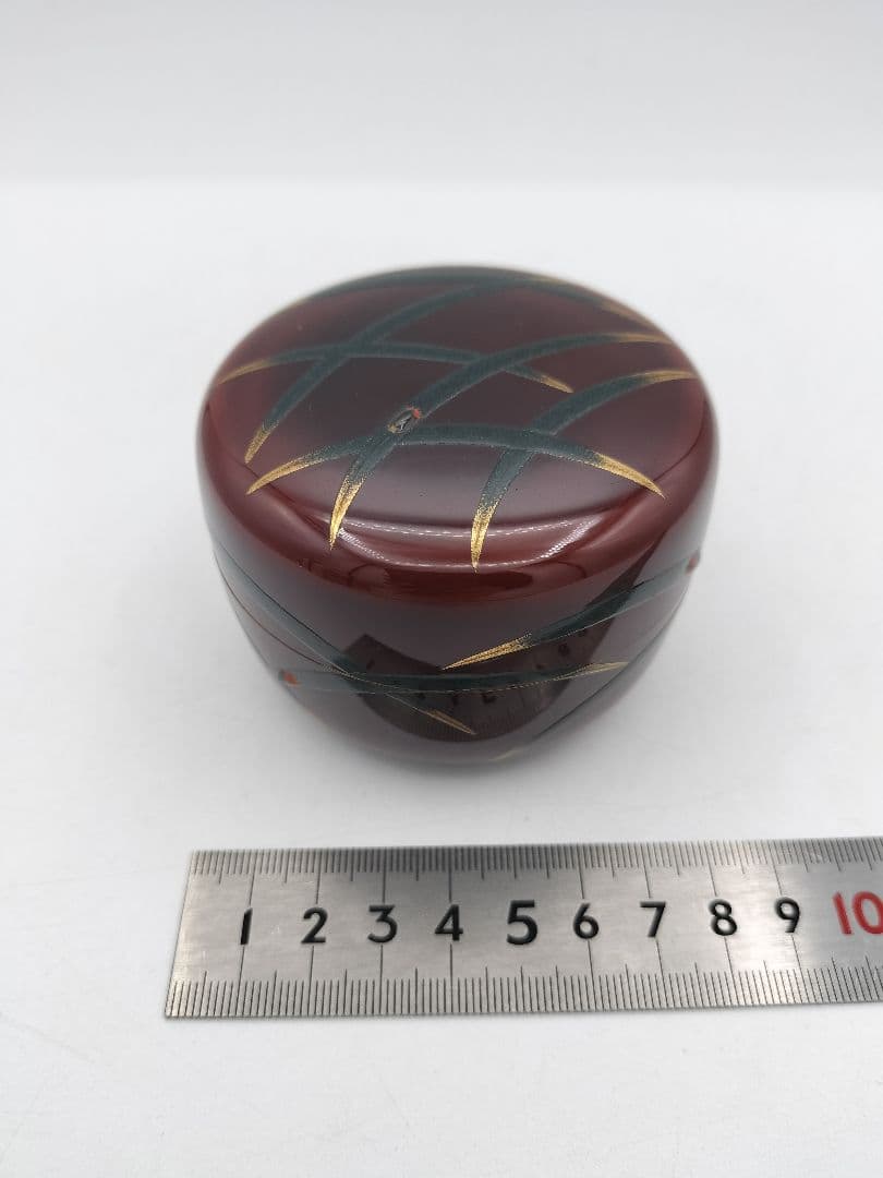 b893【新品・未使用】平棗 溜塗　蛍 前田清峰 木箱 茶道具