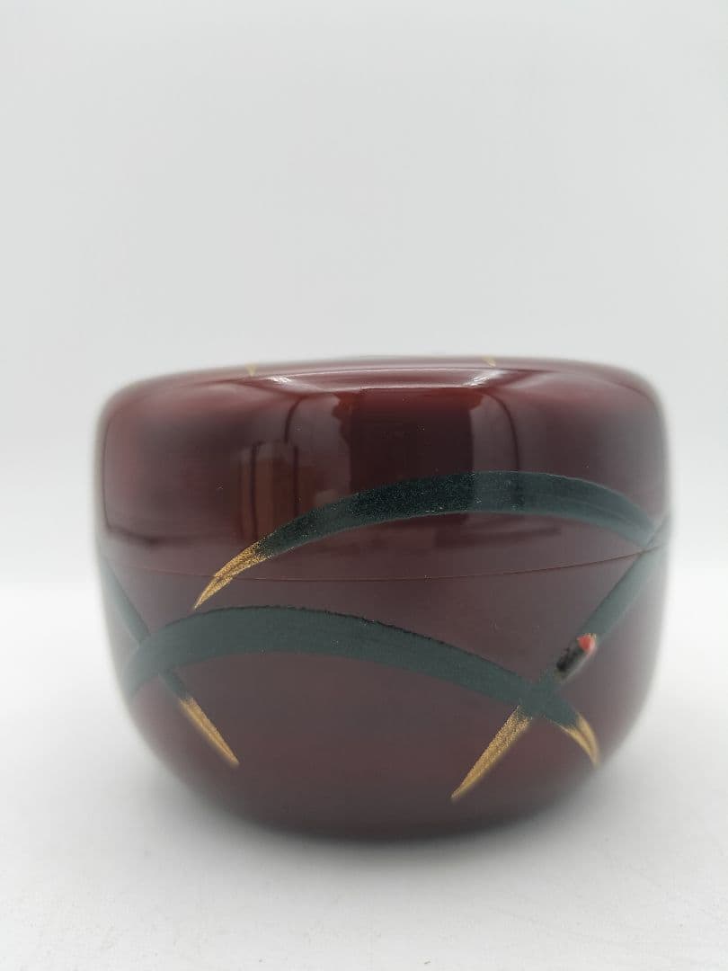 b893【新品・未使用】平棗 溜塗　蛍 前田清峰 木箱 茶道具