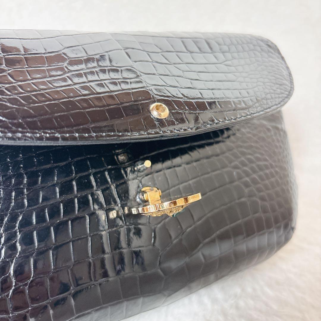 濱野 ハマノ 2way クロコダイル チェーン ショルダーバッグ サンピエトロ