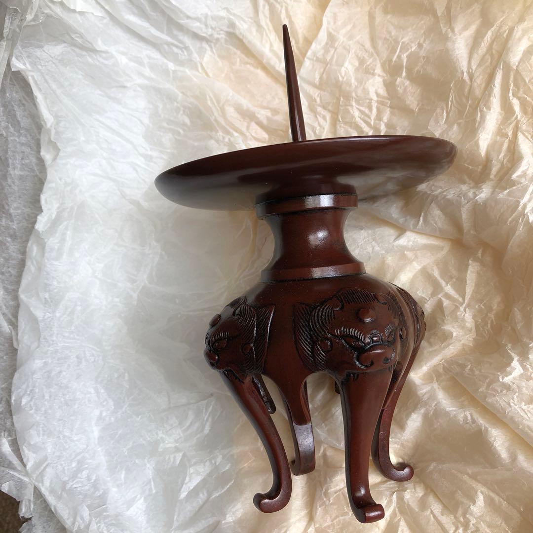 蠟型鋳銅　燭台　銀雅堂　木箱入