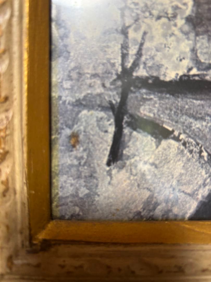 モノクロ自然風景画 金色フレーム