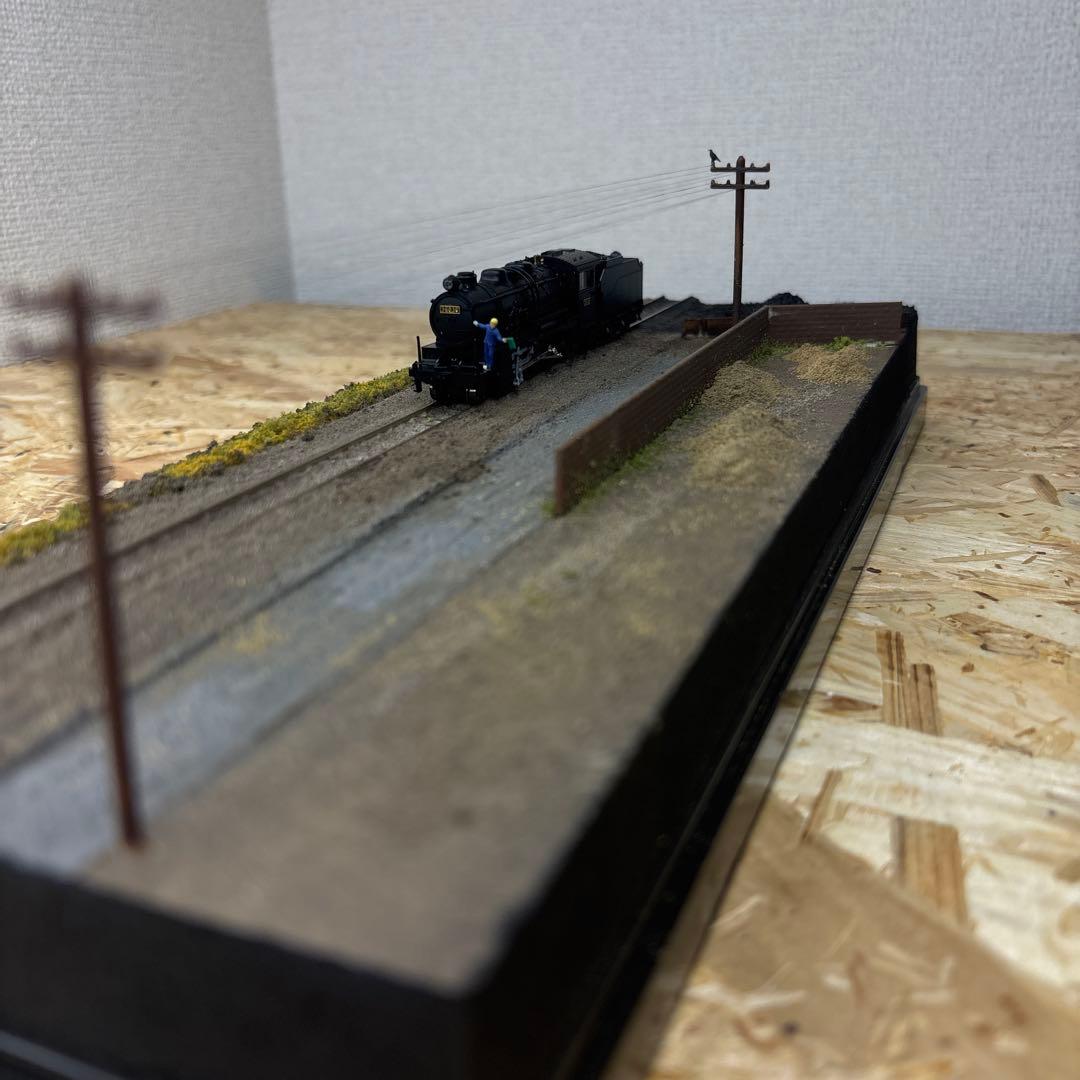 【ケースあり】Nゲージ保管用ジオラマ 撮影背景 -晩秋の機関区脇線ベース-