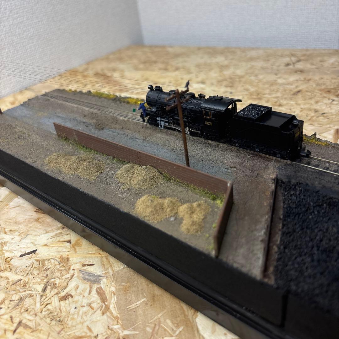 【ケースあり】Nゲージ保管用ジオラマ 撮影背景 -晩秋の機関区脇線ベース-