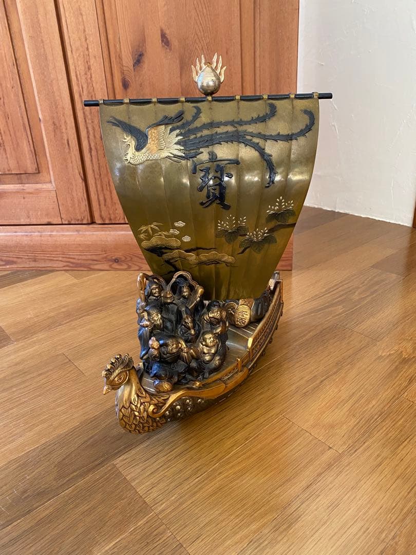 鳳凰　宝船 七福神の置物　高岡銅器　金運　開運　置物　縁起物　アンティーク