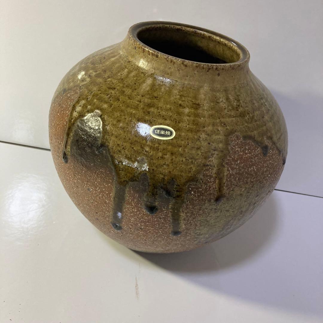 信楽ビードロ焼き・7号丸花瓶