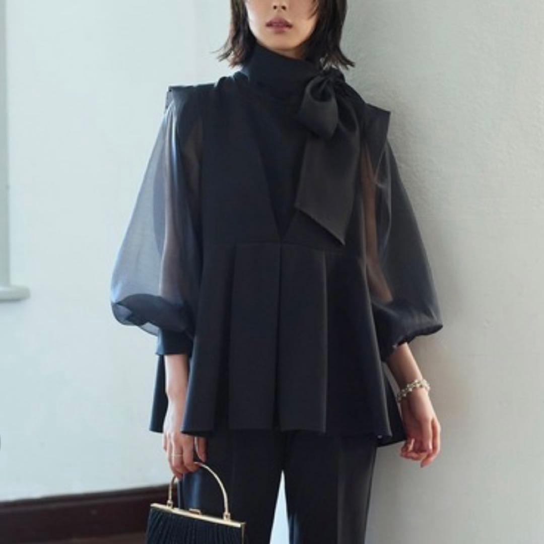 【大きめ】ルイルエ オーガンジースリーブ パンツ セットアップ 3L 結婚式