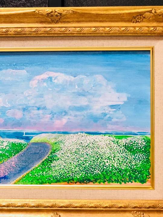 「ときめきの空……春の朝焼けと海」原画 本物 一点物 絵画 yoko