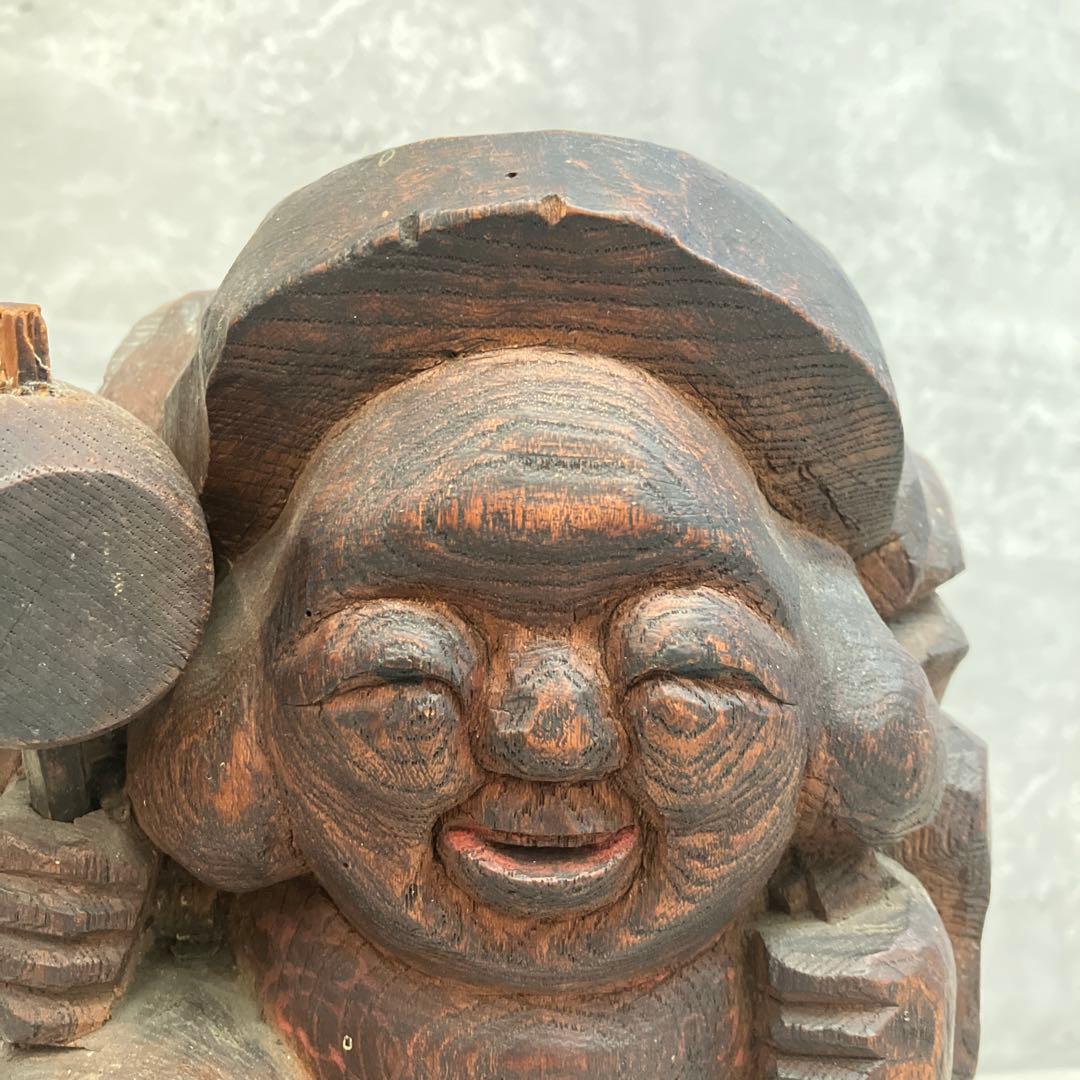 アンティーク 骨董 木製 木彫り 木彫 彫刻 恵比寿 大黒天 七福神 縁起物