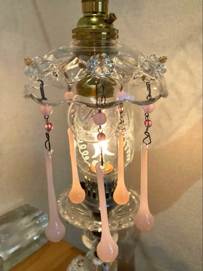 ミニシャンデリア　1920年　オパールセントフランス　アンティーク　シェード