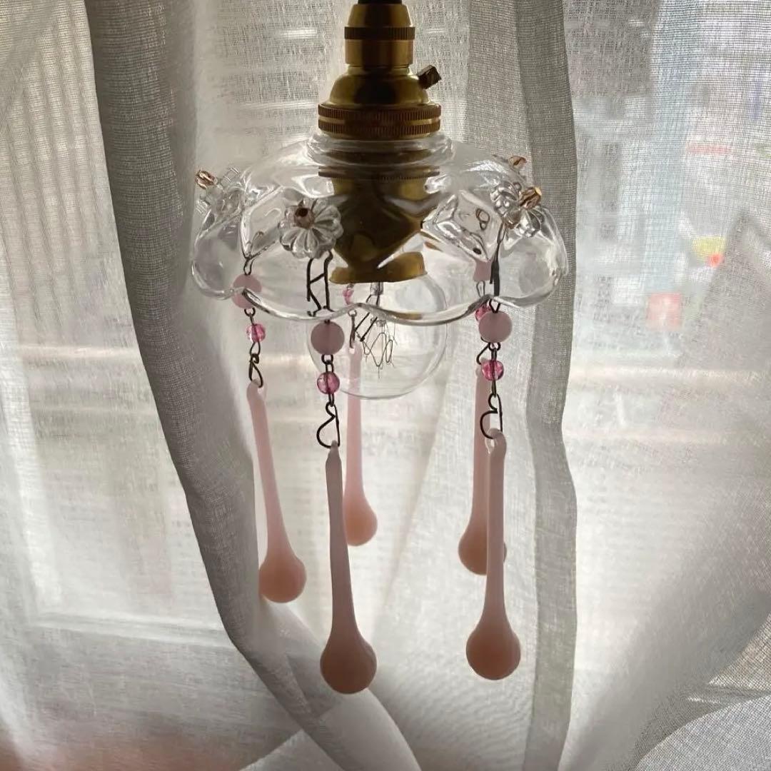 ミニシャンデリア　1920年　オパールセントフランス　アンティーク　シェード