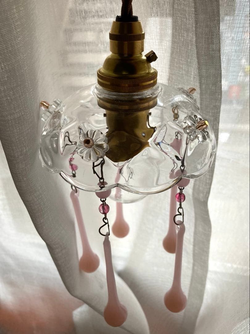 ミニシャンデリア　1920年　オパールセントフランス　アンティーク　シェード